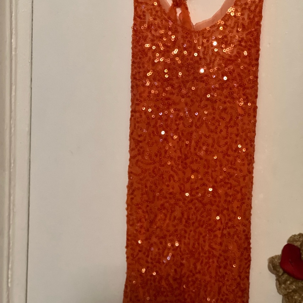 Wet Seal Orange Sequin Embellished Halter Top